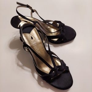 Mudd black satin adjustable slingback heels 9M